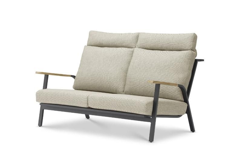 Комплект лаунж мебели Malmo Brafritid с 2-х местным диваном, антрацит/светло-серый, алюминий фото 3