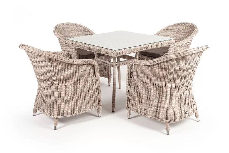 Обеденная группа Фредо 4SIS из искусственного ротанга, цвет бежевый фото 1