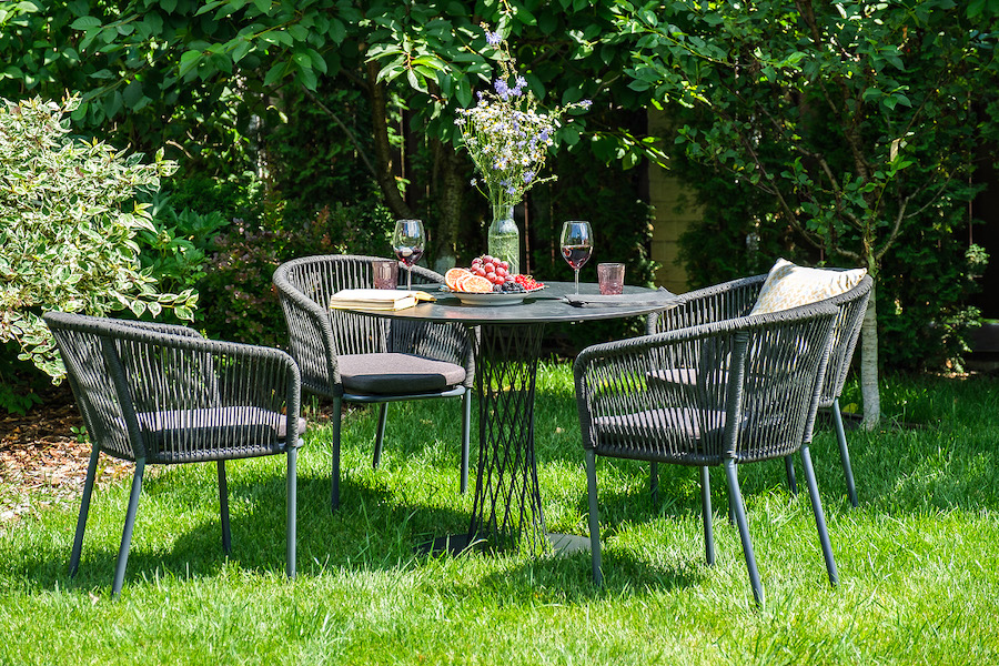 Диего обеденная группа на 4 персоны со стульями Марсель, столешница серый гранит фото 4