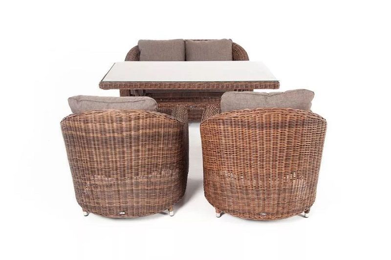 Обеденная группа Кон Панна 4SIS из искусственного ротанга, цвет коричневый фото 2