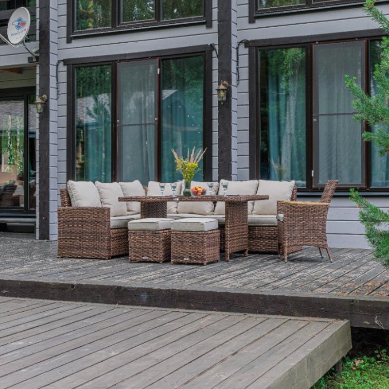 Угловой комплект Zorro Wood Royal Family из искусственного ротанга, цвет коричневый фото 3