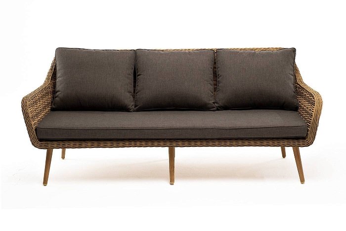 Диван Прованс 4SIS из искусственного ротанга трехместный, цвет соломенный фото 2