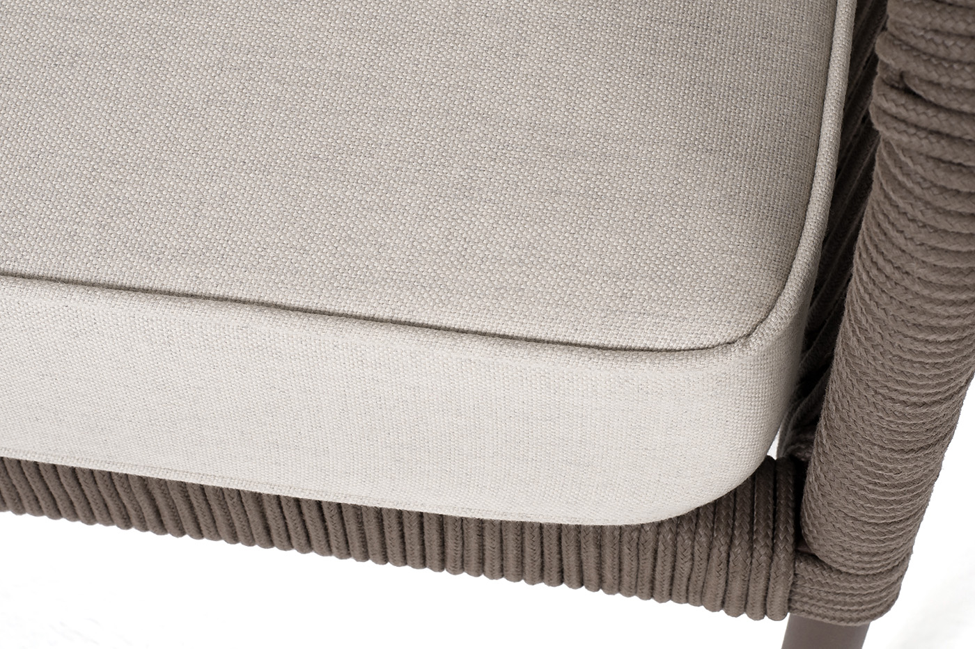 Канны левый модуль плетеный из роупа, каркас алюминий коричневый (RAL8016) муар, роуп коричневый круглый, ткань бежевая 15052 фото 6