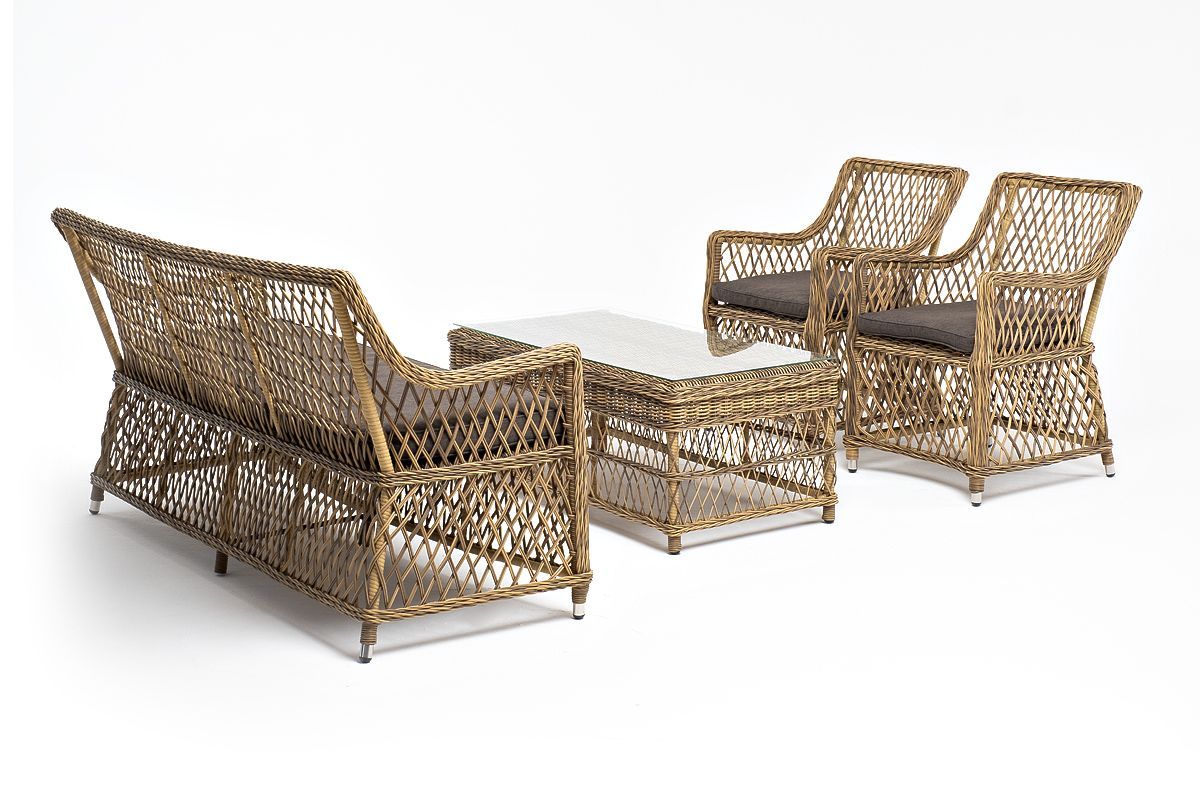 Лаунж-зона Асти 4SIS из искусственного ротанга, цвет соломенный 4 персоны фото 3