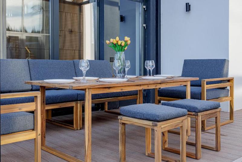 Обеденный комплект Brooklyn Royal Family из дерева, цвет серый фото 3