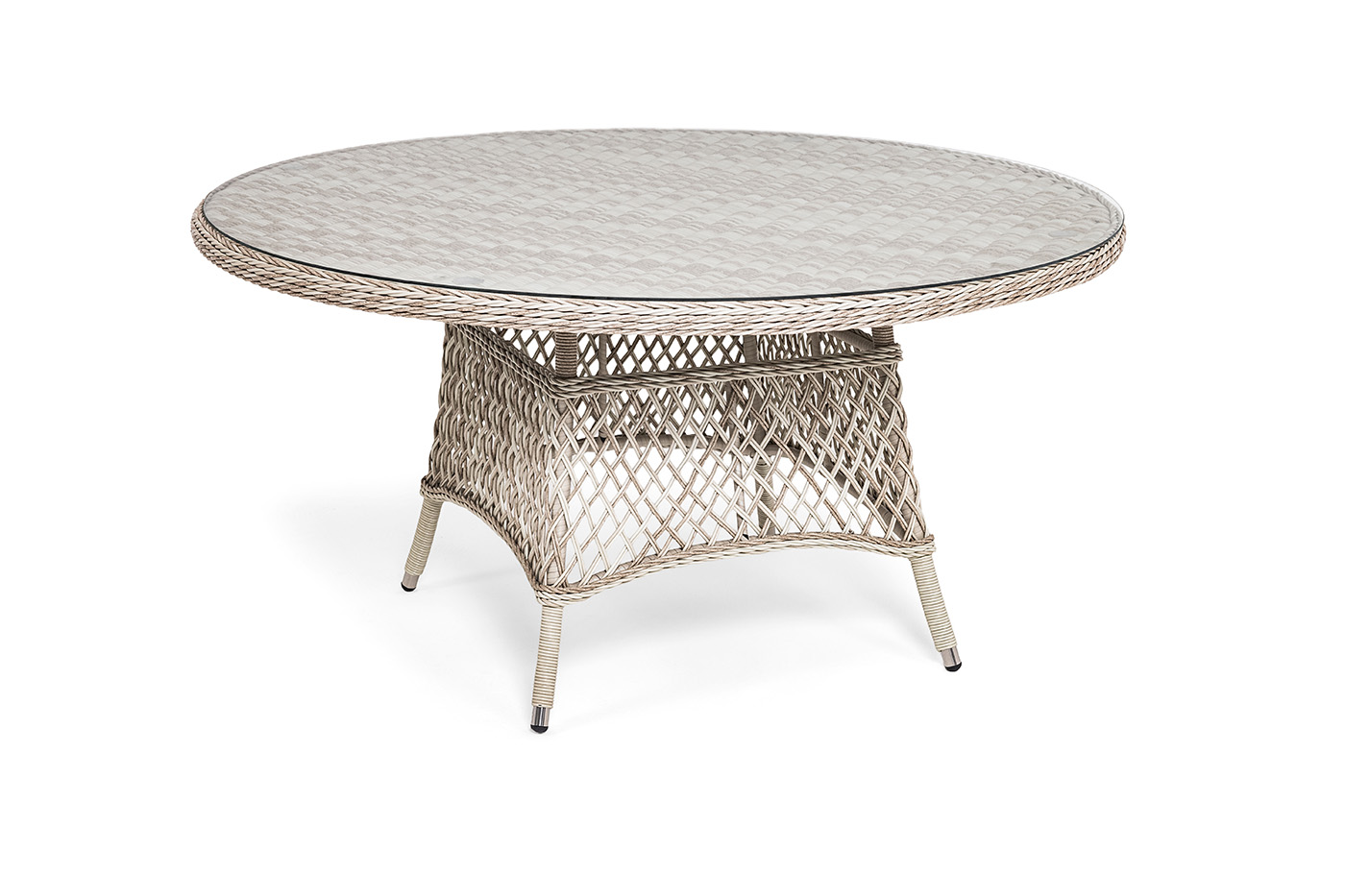 Эспрессо плетеный круглый стол, диаметр 150 см, цвет бежевый фото 2