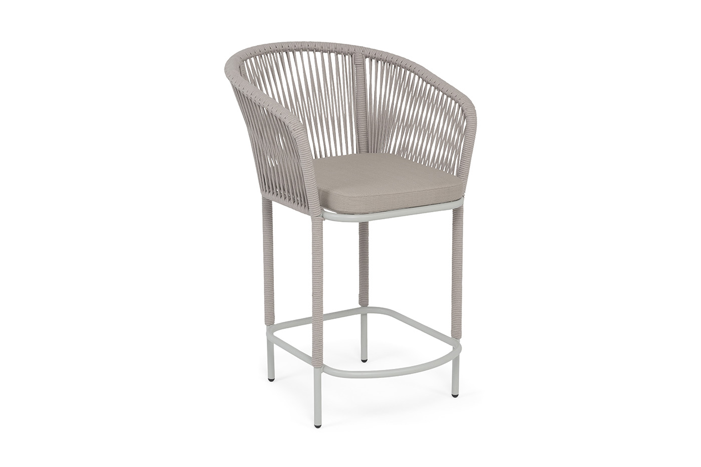 Марсель стул полубарный плетеный из роупа, каркас из стали светло-серый (RAL7035) муар, роуп бежевый круглый, ткань Mossle бежевая, пос.H65 фото 2