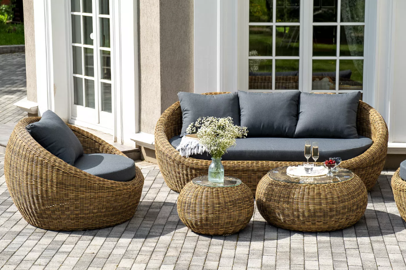 Лаунж-Зона Барселона 4SIS из искусственного ротанга, цвет соломенный фото 4