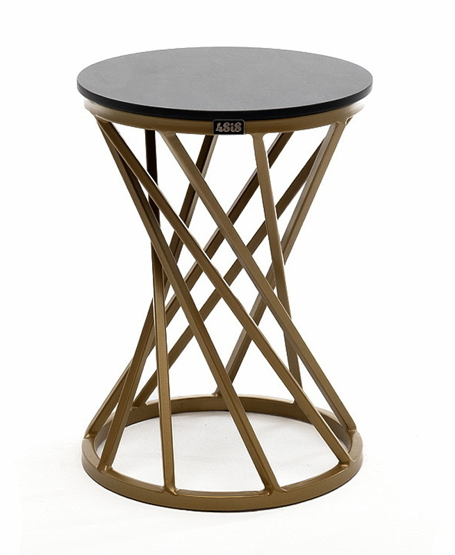 Сантьяго журнальный стол из HPL круглый Ø40 H55, каркас из стали золотой, цвет столешницы серый гранит фото 1