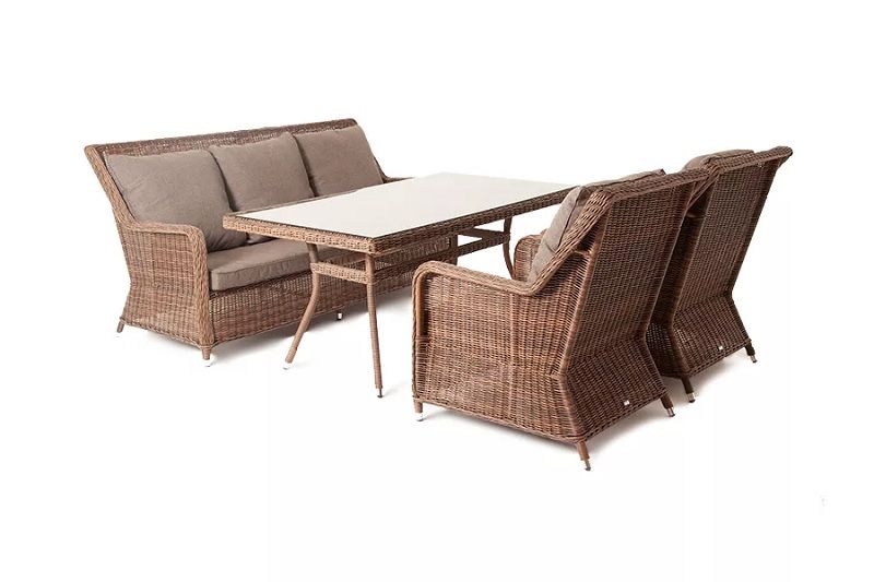 Обеденная группа Гляссе 4SIS из искусственного ротанга, цвет коричневый фото 1