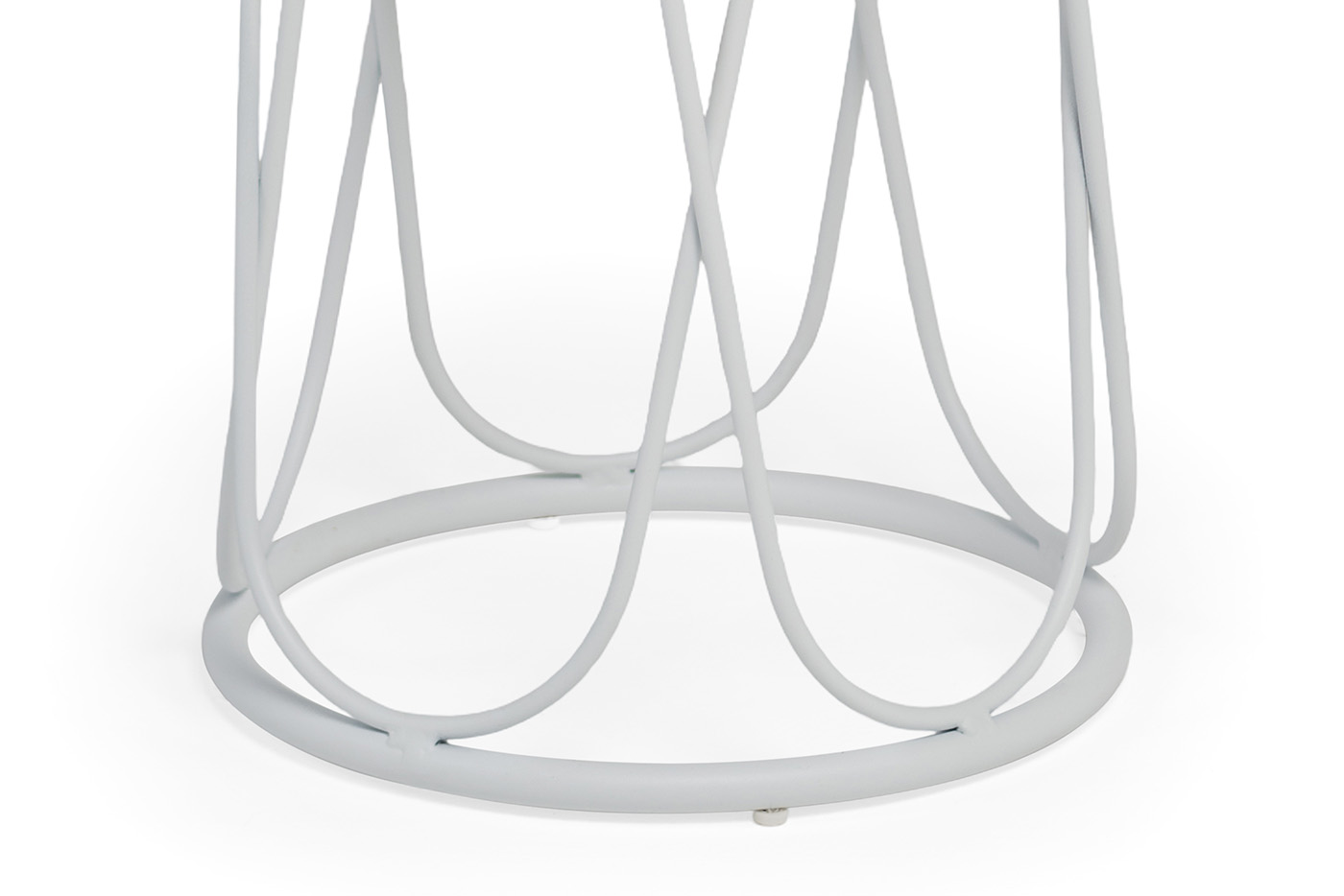 Перу журнальный стол из HPL круглый Ø40 H55, каркас из алюминия белый (RAL 9016) муар, цвет столешницы серый мрамор фото 3