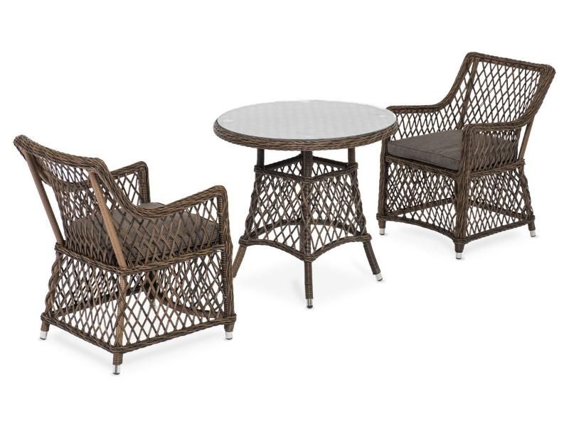 Обеденная группа Эспрессо-80 L 4SIS из искусственного ротанга, цвет коричневый фото 3