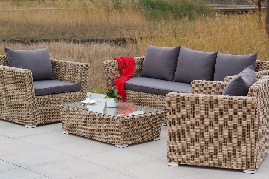 Лаунж-зона Капучино 4SIS из искусственного ротанга, цвет соломенный фото 5