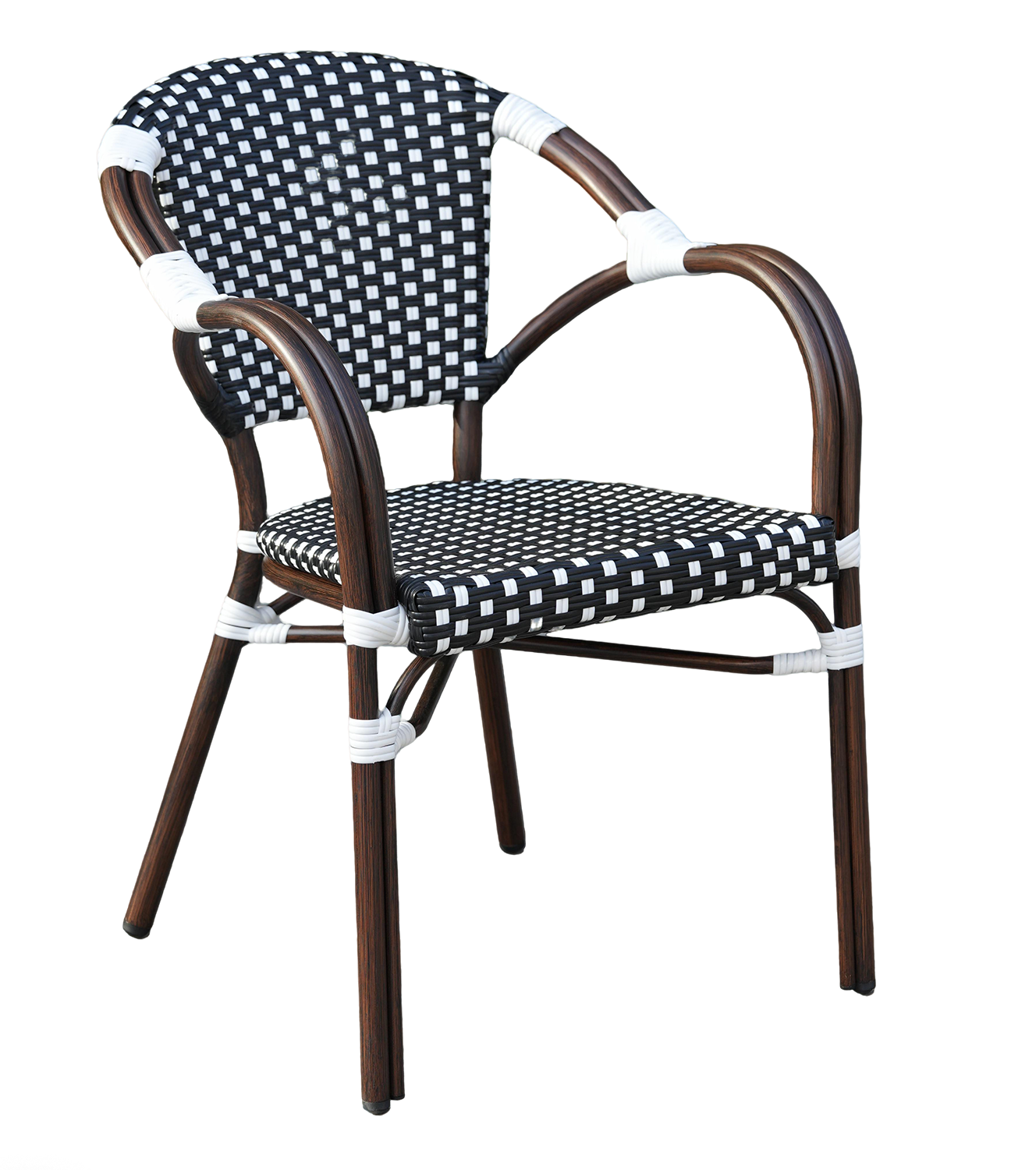 Кабри обеденная группа плетеная на 4 персоны, цвет черно-белый фото 4