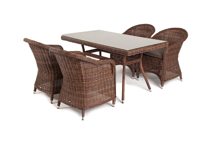 Латте 140 R обеденная группа плетеная, цвет коричневый фото 3