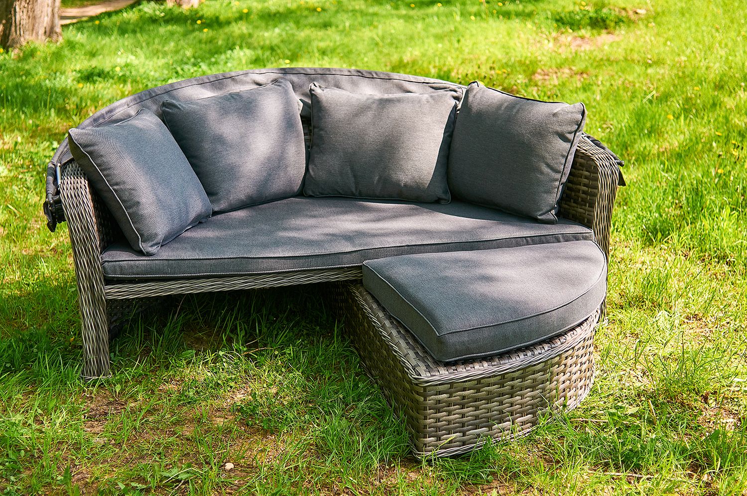 Диван-трансформер Violetta Royal Family из искусственного ротанга, цвет серый фото 3