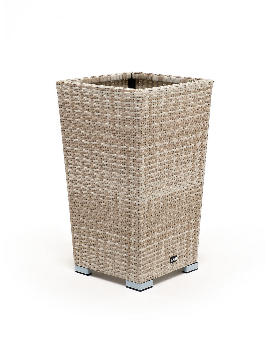 Капучино кашпо для цветов плетеное из искусственного ротанга, цвет бежевый фото 1