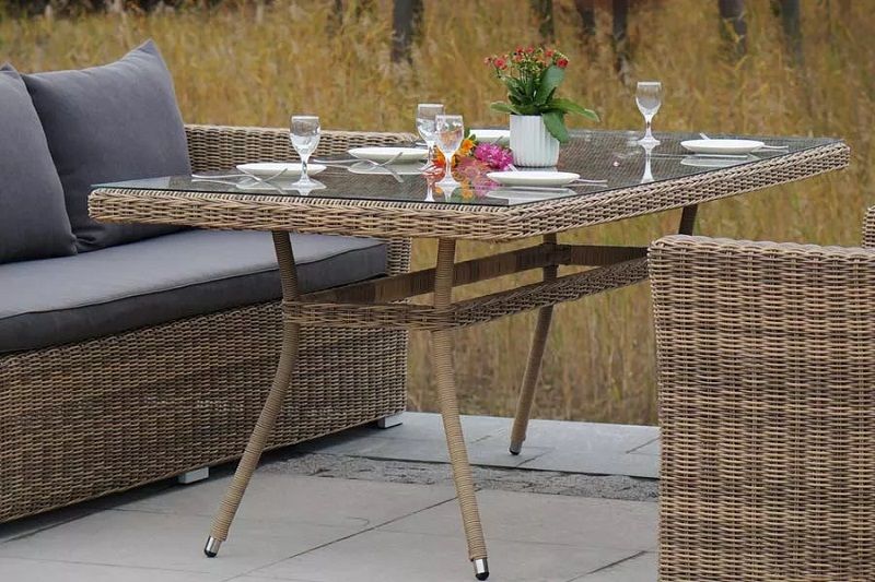 Обеденная группа Моккачино 4SIS из искусственного ротанга, цвет соломенный фото 7