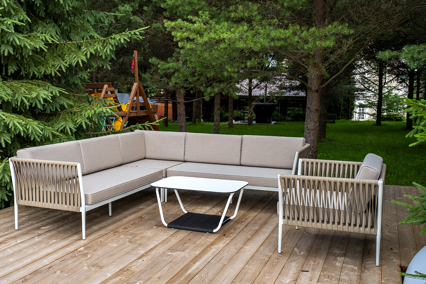 Касабланка модульная лаунж-зона из роупа (веревки), каркас из алюминия фото 5