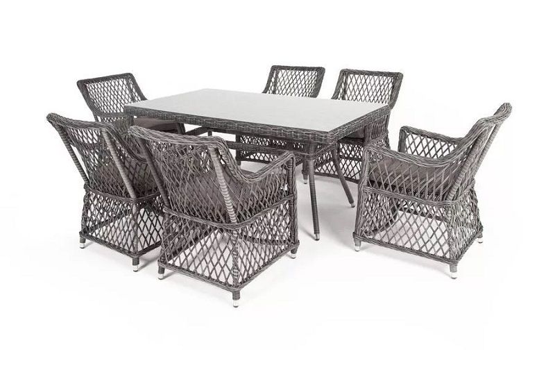 Плетеная обеденная группа Латте-160 L 4SIS из искусственного ротанга, цвет графит фото 4
