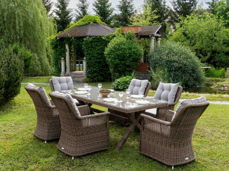 Обеденный комплект Victor Royal Family из искусственного ротанга c 6 креслами, цвет коричневый фото 1