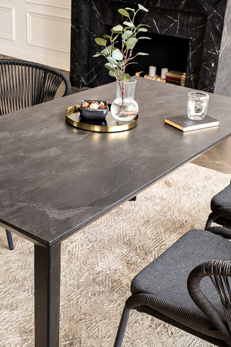 Обеденная группа Венето 4SIS на 4 персоны со стульями "Милан", каркас темно-серый, роуп темно-серый фото 2