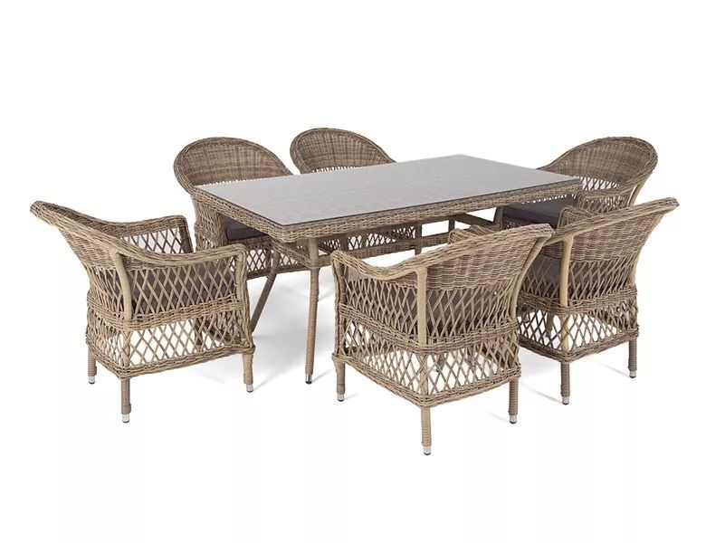 Обеденная группа Амароне 4SIS из искусственного ротанга, цвет соломенный фото 1