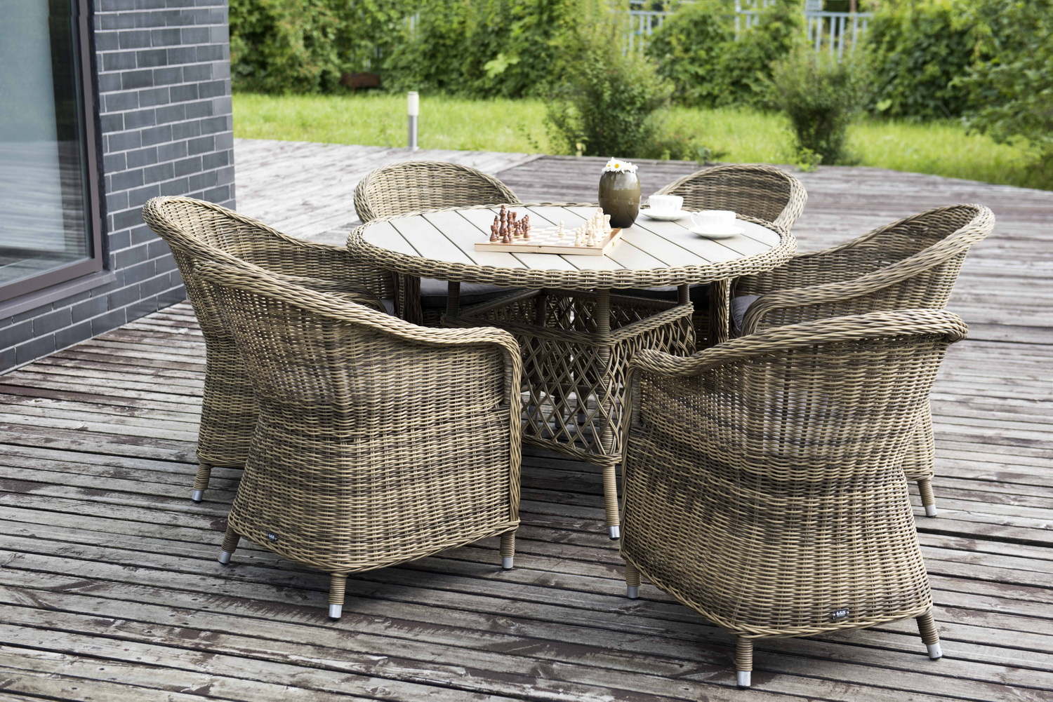 Равенна плетеное кресло из искусственного ротанга, цвет соломенный фото 6