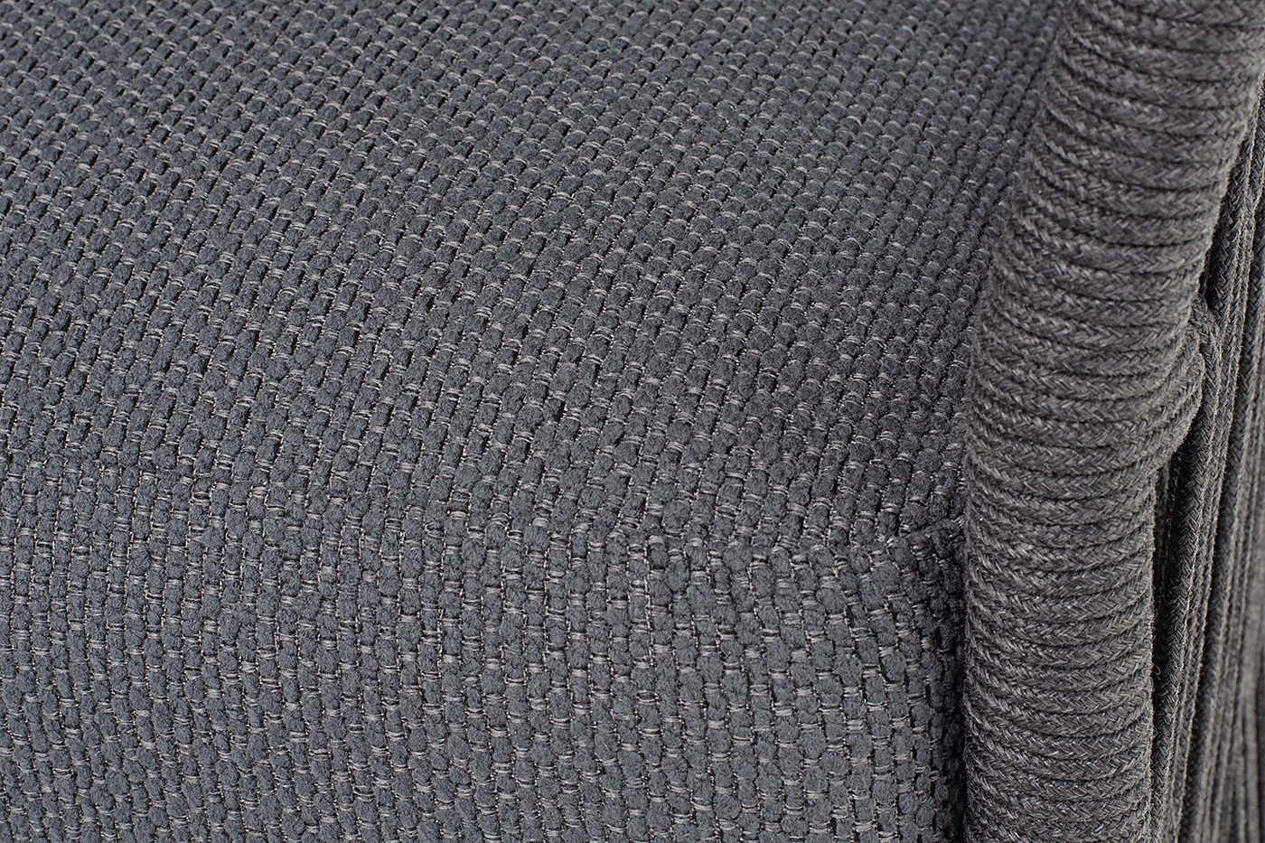 Лугано диван 3-местный плетеный из роупа, каркас алюминий темно-серый (RAL7024) муар, роуп темно-серый круглый, ткань темно-серая YB25-0027 фото 6