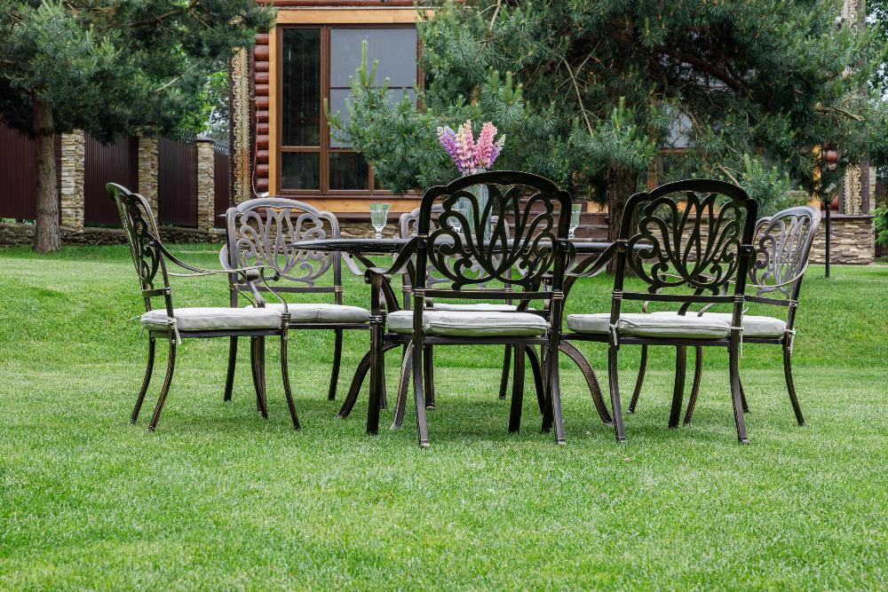 Обеденный комплект Wilhelm Royal Family из литого алюминия на 6 персон. Овальный стол фото 2