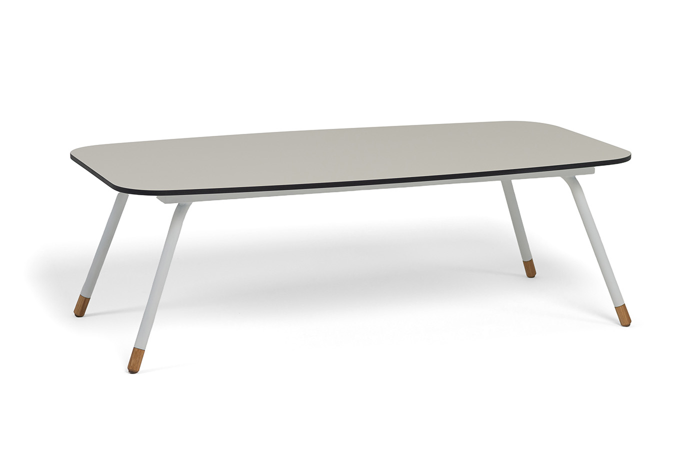 Верона журнальный стол из HPL 120х65, H40, каркас белый муар, цвет столешницы крем фото 1