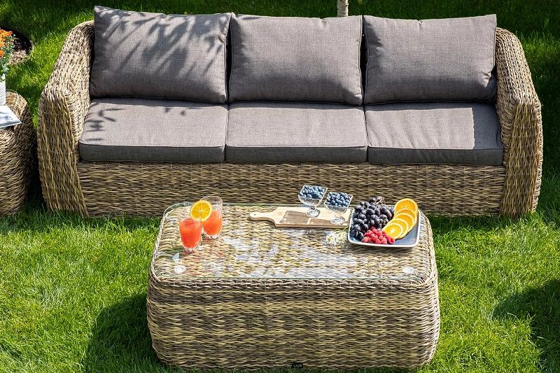 Диван трехместный Кальяри 4SIS из искусственного ротанга (гиацинт), цвет соломенный фото 6