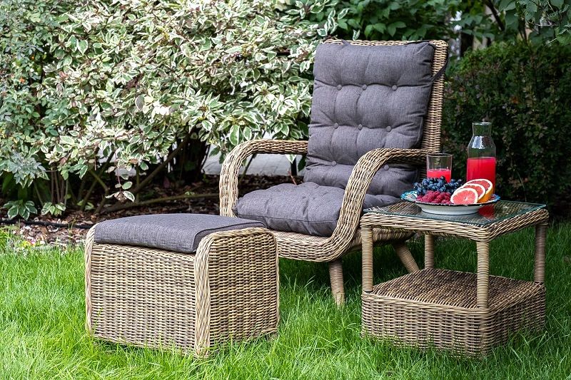 Плетеный пуф Толедо 4SIS из искусственного ротанга, цвет соломенный фото 6