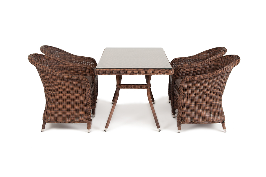 Латте 140 R обеденная группа плетеная, цвет коричневый фото 4