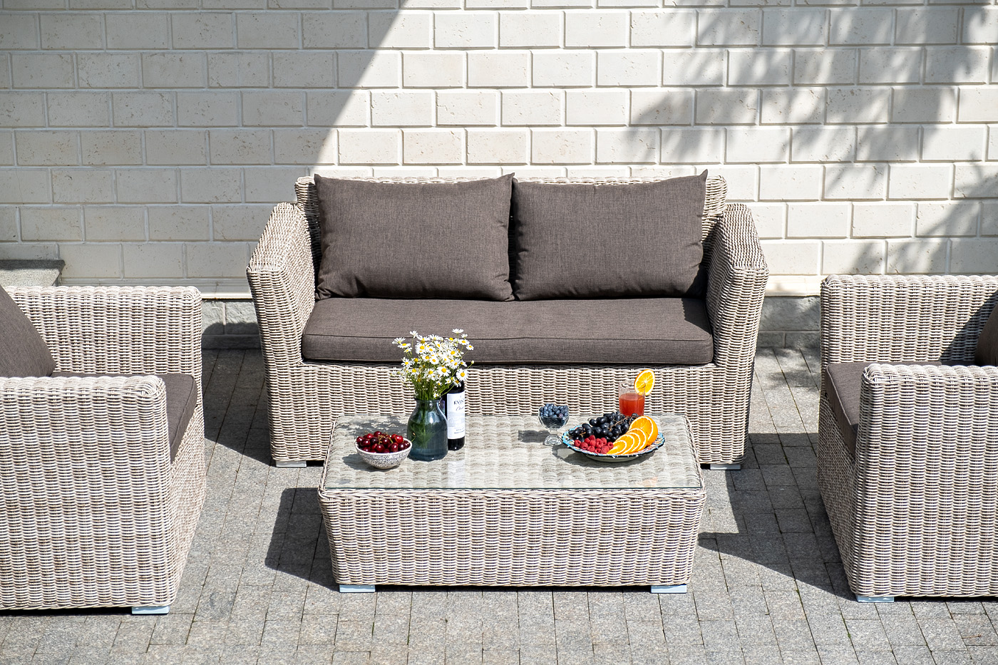 Капучино Сингл лаунж-зона из искусственного ротанга, цвет бежевый фото 5