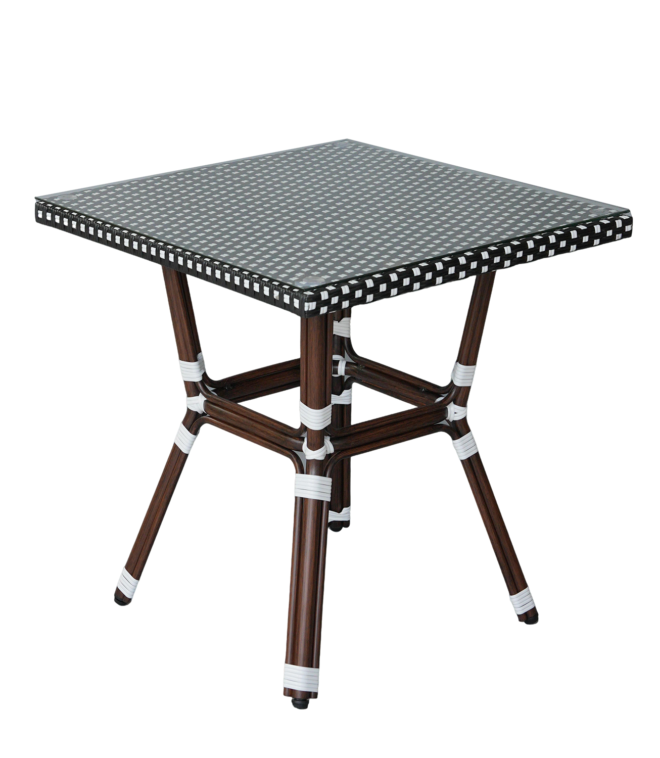 Кабри обеденная группа плетеная на 4 персоны, цвет черно-белый фото 2