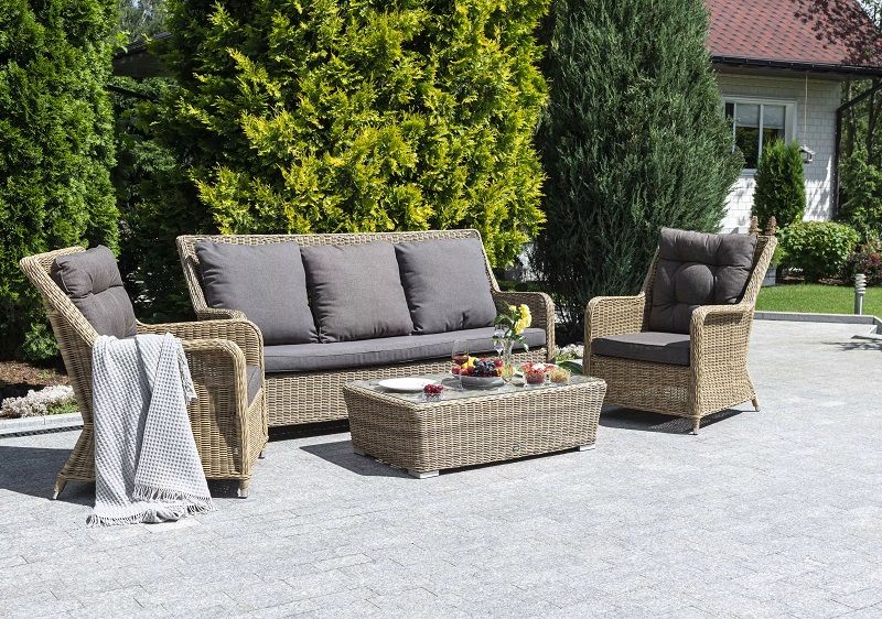 Лаунж-зона Гляссе 4SIS из искусственного ротанга, цвет соломенный фото 7