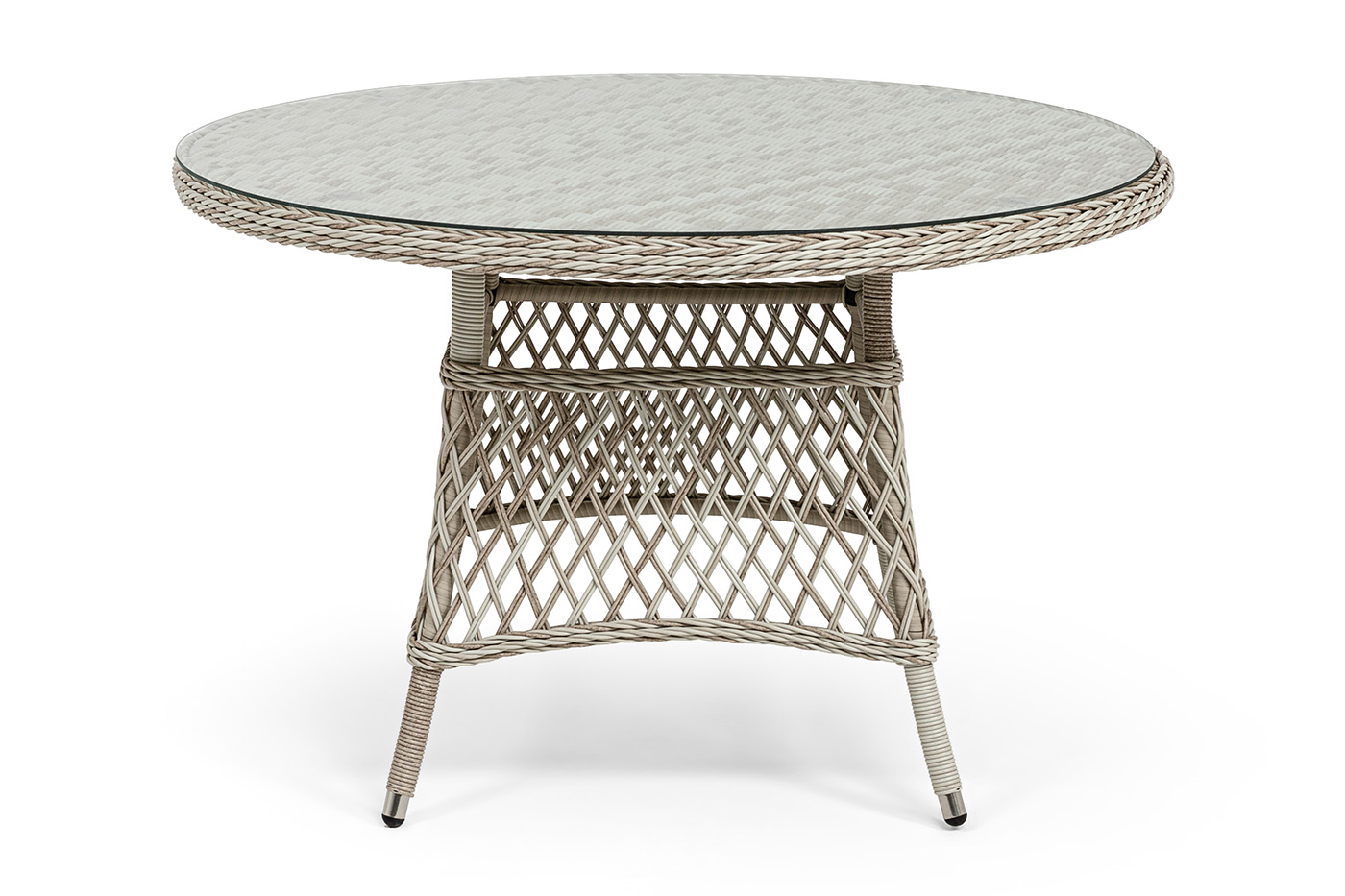 Эспрессо плетеный круглый стол, диаметр 118 см, цвет бежевый фото 2