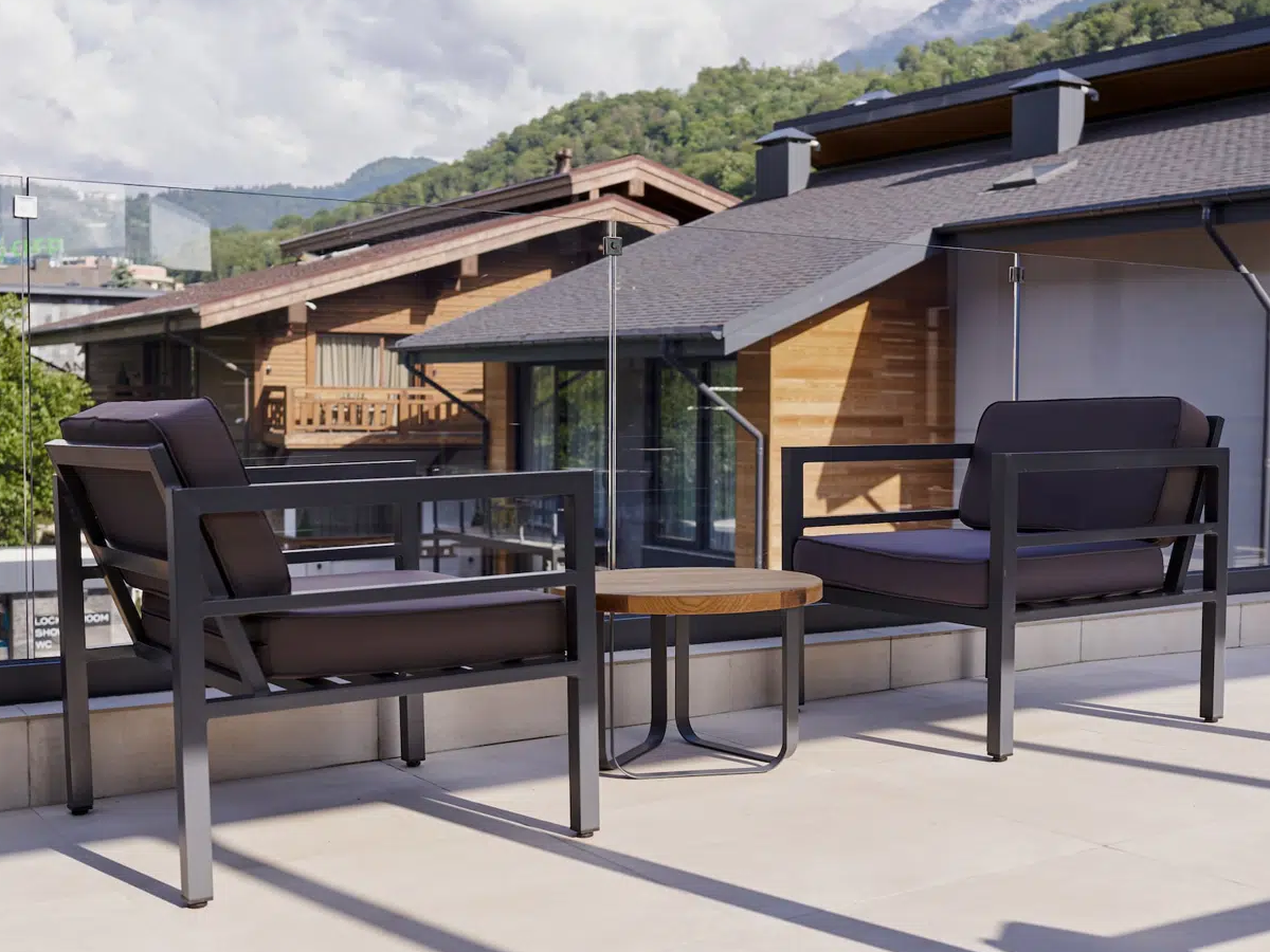 Эстелья кресло, каркас алюминий темно-серый (RAL7024) муар, ткань темно-серая 027 фото 1