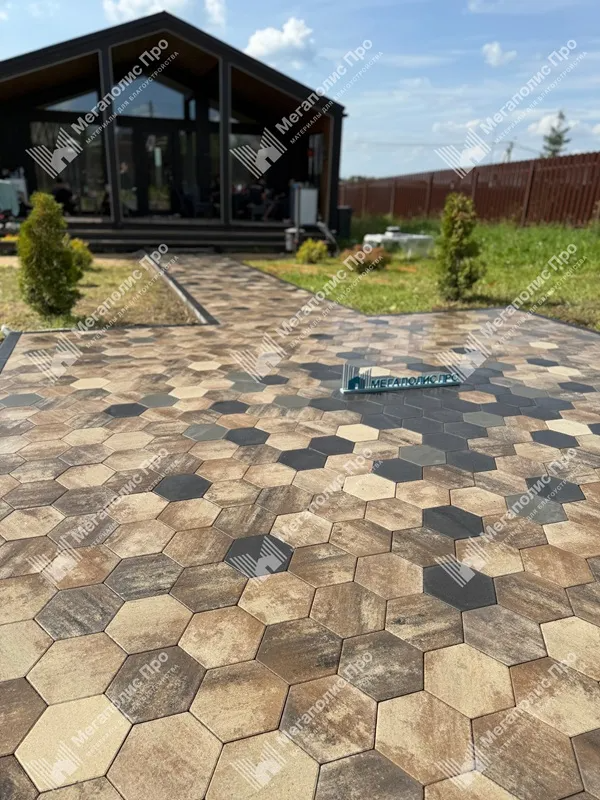 Тротуарная плитка Выбор Соты - Б.3.Ш.6 60 мм Стандарт Черный фото 2