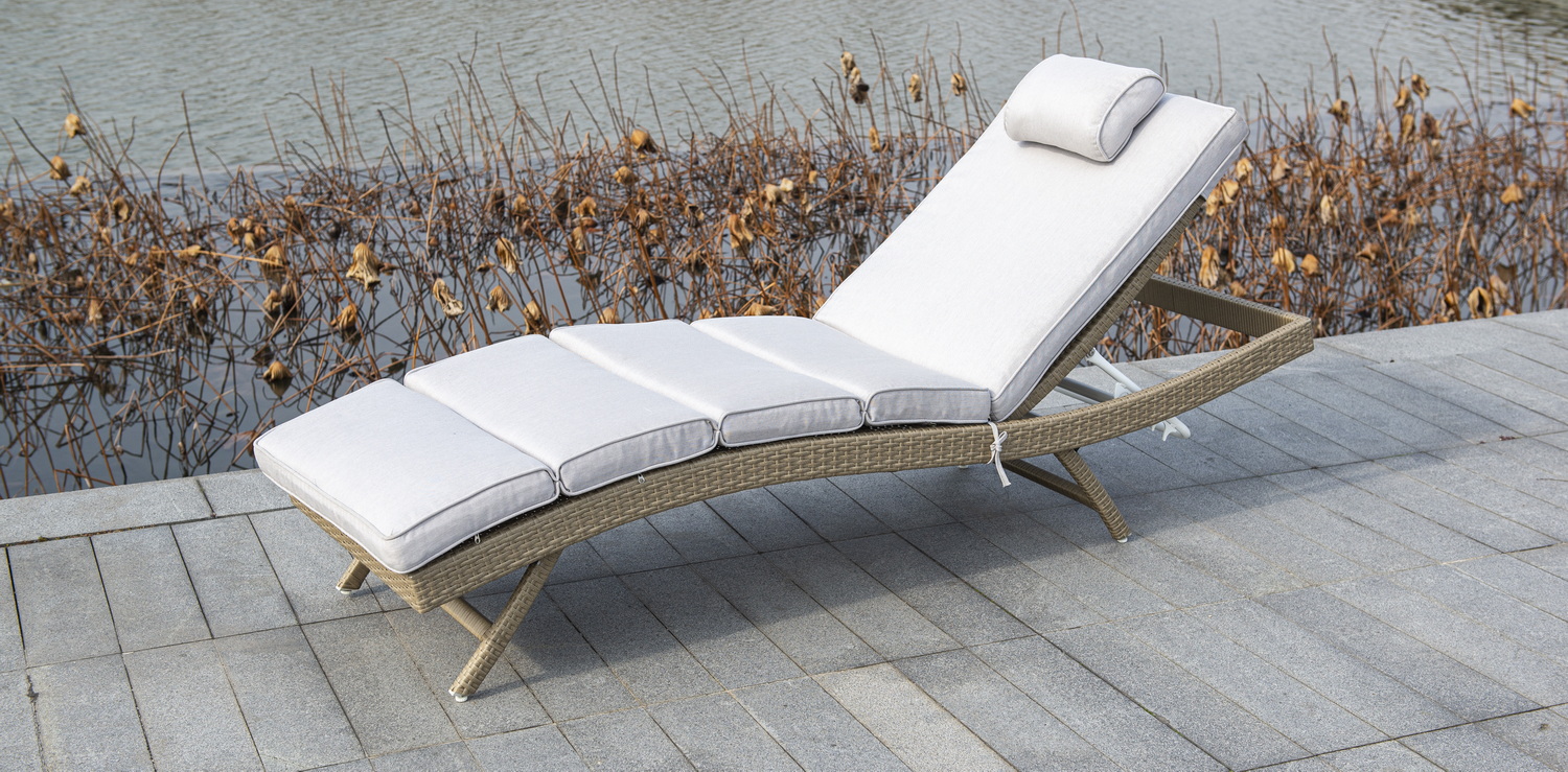 Лиссабон шезлонг из искусственного ротанга, цвет соломенный фото 6