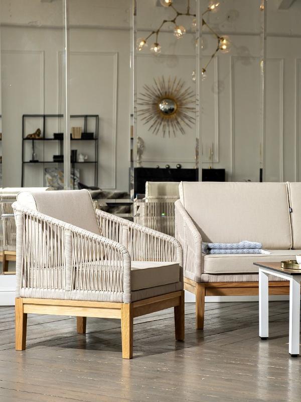 Лаунж-зона 4-местная Канны 4SIS из роупа (веревки), основание дуб, цвет бежевый фото 5