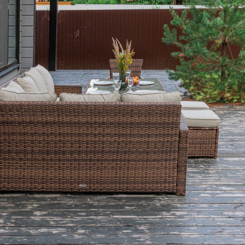 Угловой комплект Zorro Wood Royal Family из искусственного ротанга, цвет коричневый фото 5