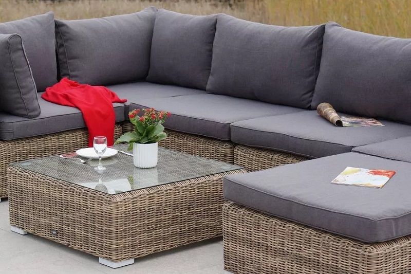 Лаунж-зона трансформирующаяся Лунго 4SIS из искусственного ротанга, цвет соломенный фото 4