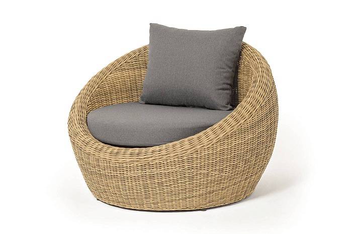 Кресло Барселона 4SIS из искусственного ротанга, цвет соломенный фото 1