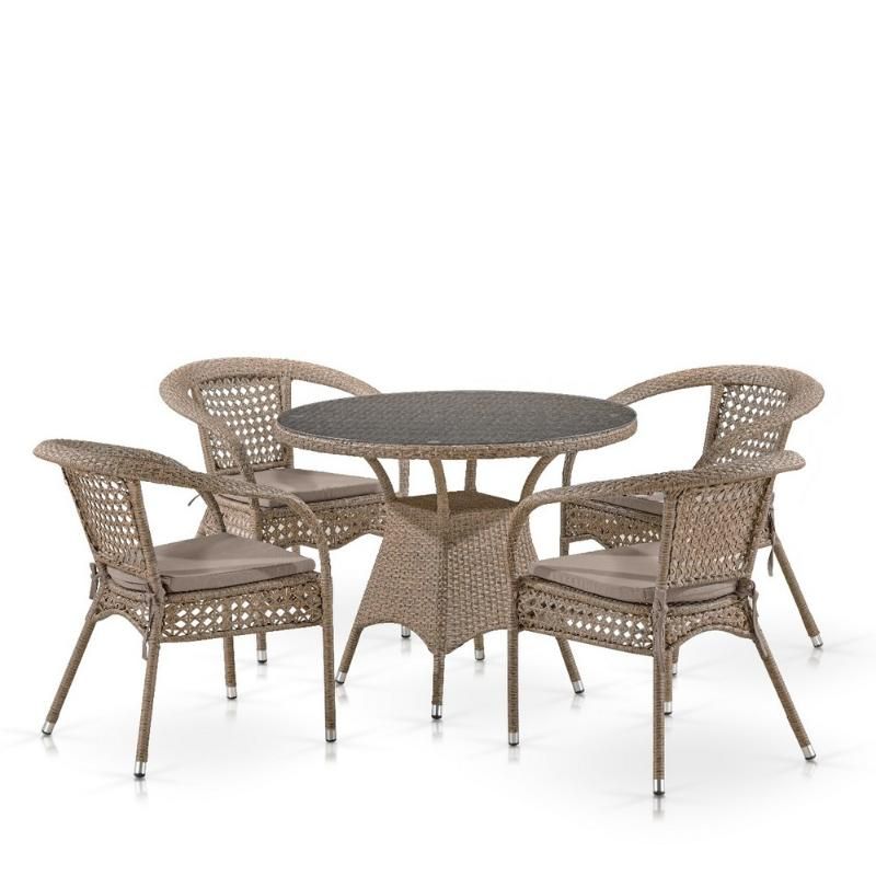 Комплект плетеной мебели Лион-1B T220CT/Y32-W56 Light brown 4Pcs фото 2