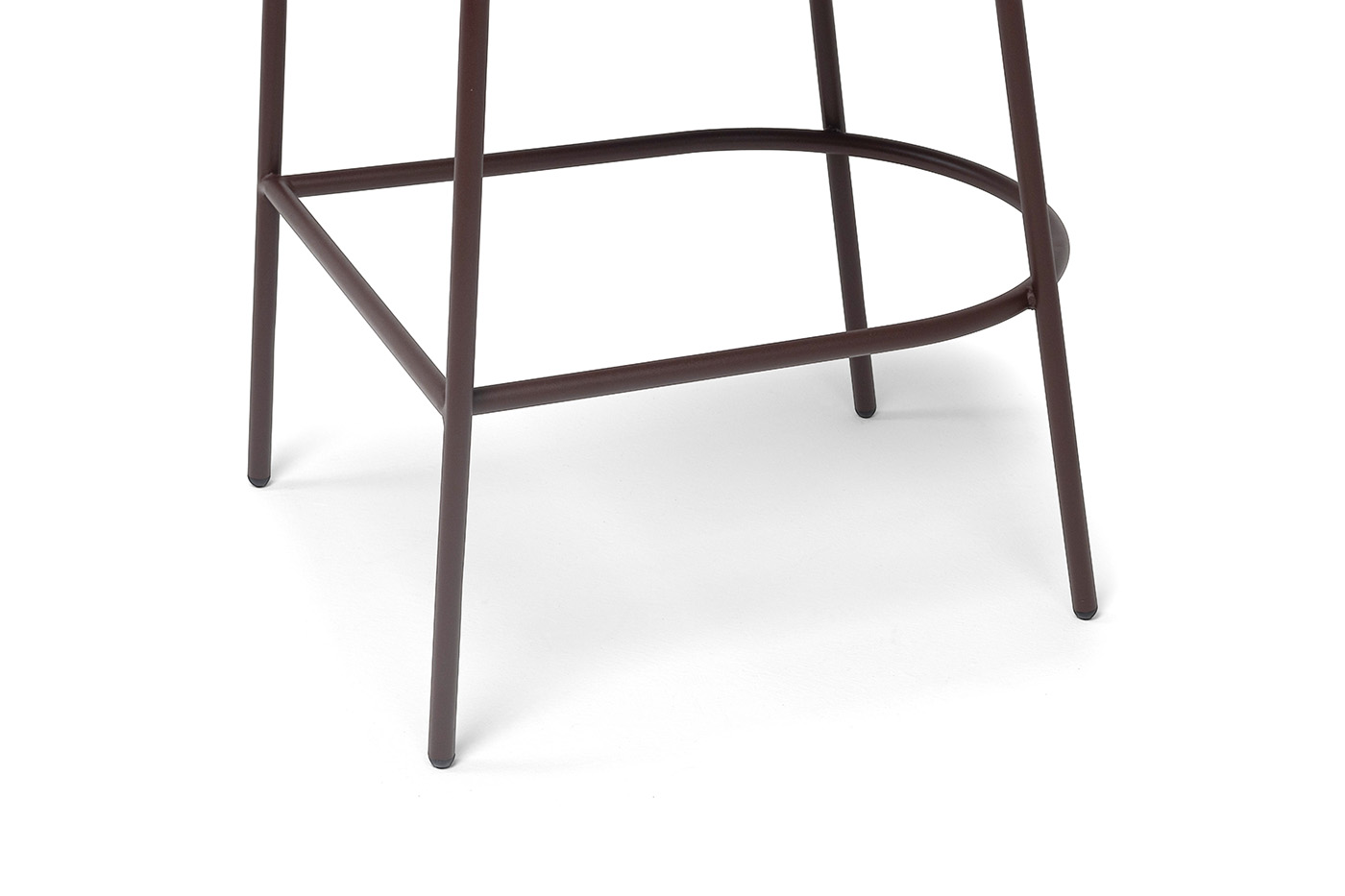 Диего стул барный плетеный из роупа, каркас из стали коричневый (RAL8016) муар, роуп коричневый круглый, ткань темно-серая 027 фото 7