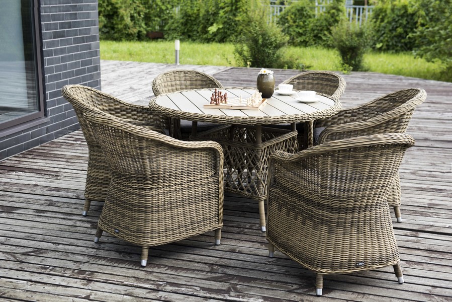 Равенна плетеное кресло из искусственного ротанга, цвет соломенный фото 4