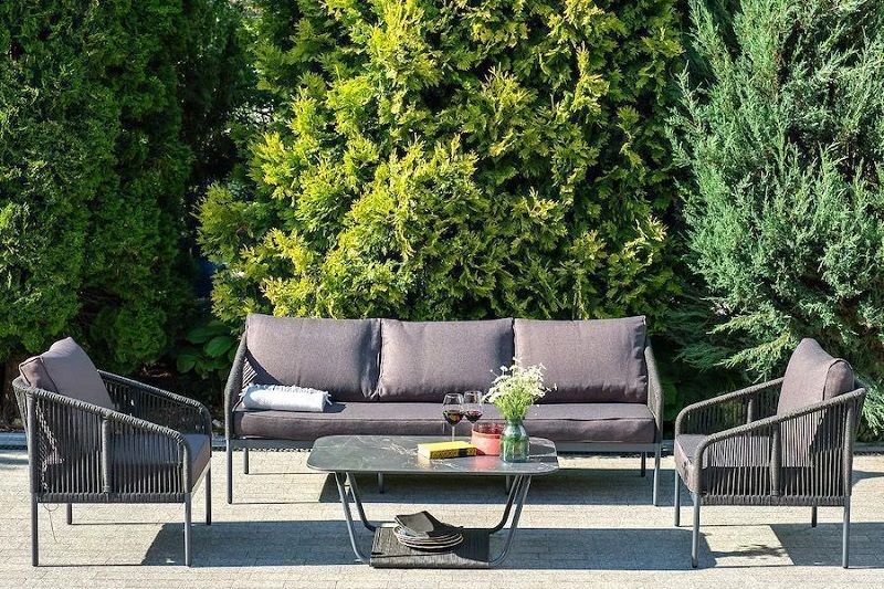 Плетеная лаунж-зона Канны 4SIS из роупа (веревки), цвет темно-серый фото 6