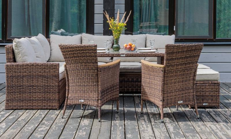 Угловой комплект Zorro Wood Double Royal Family из искусственного ротанга, цвет коричневый фото 1